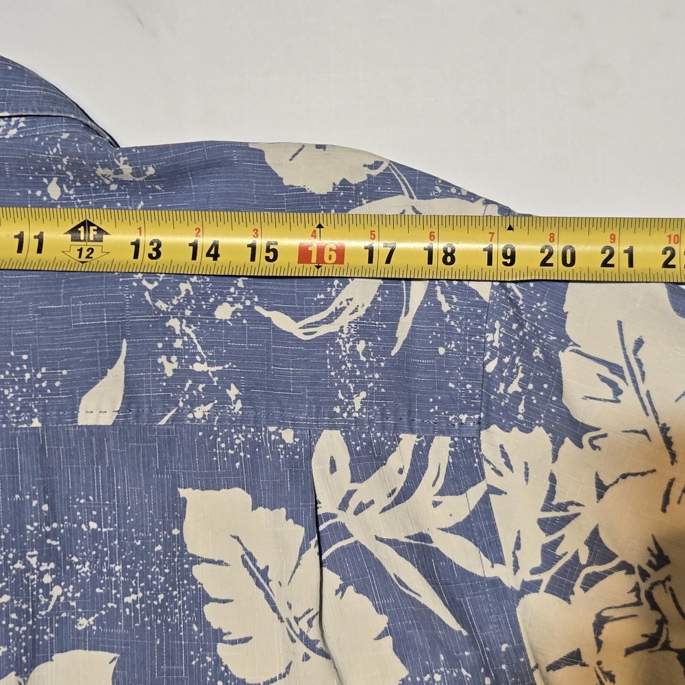 Tommy Bahama 100% Silk Hawaiian Camp Shirt Mens M Blue Floral Aloha Tropical - Picture 9 of 11